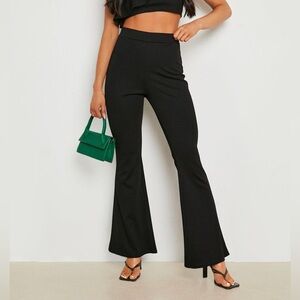 Boohoo Petite Textured Flare Crop Pants